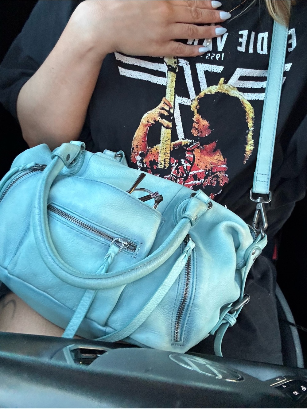 Free People Light Blue Shoulder Satchel